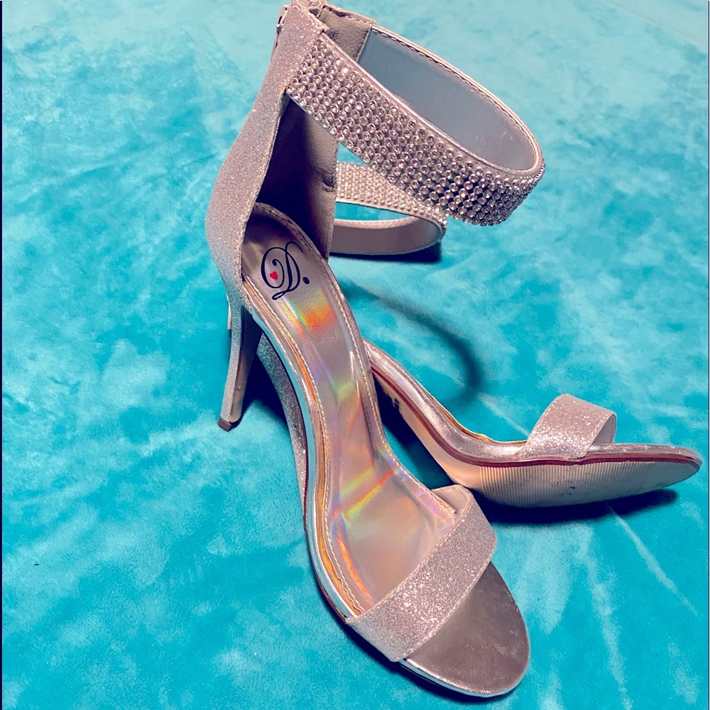 Silver high hill sandals